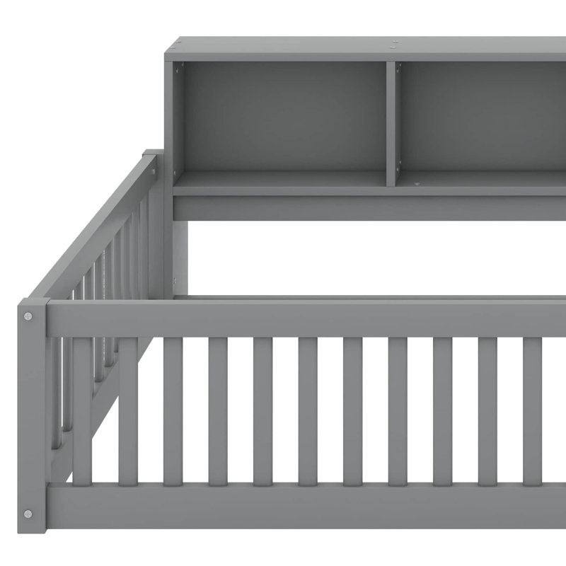 Lit simple TG avec armoires et ports USB, Gris