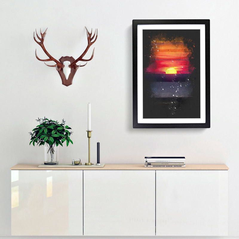 Sunset in Florida - Framed Print, 45cm H x 33cm W x 2cm D, Black Framed
