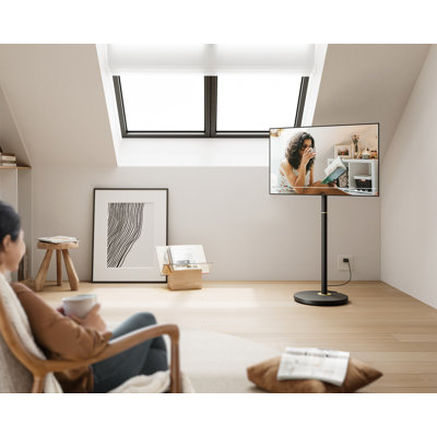 FITUEYES Design Rolling TV Cart For 24-48 Inches TV, Minimalist Modern TV Floor Stand On Wheels Fits Max VESA 200X200mm