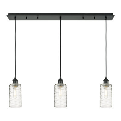 Caius - Luminaire suspendu linéaire suspendu à 3 lumières de 37 po - Finition laiton brossé - Abat-jour blanc