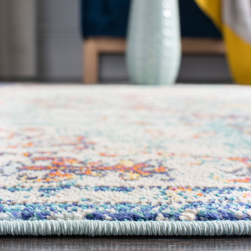 Felty Oriental Area Rug, Square 12', Blue/Red/Beige