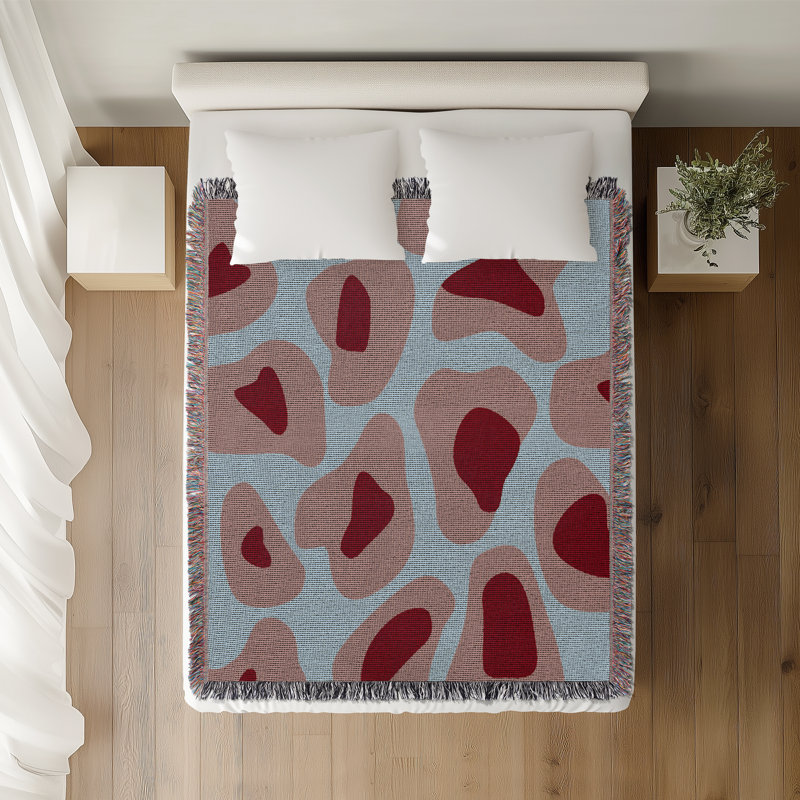 Jeté en coton à imprimé léopard, 50 x 70, Bleu clair Rose Rouge