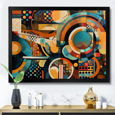 Orange et bleu, vibrations géométriques III - impression sur toile géométrique moderne