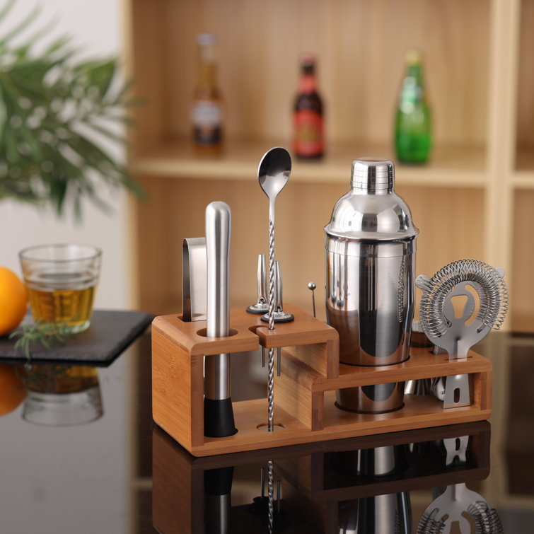 Cocktail Shaker Set Bartender Kit with Stand