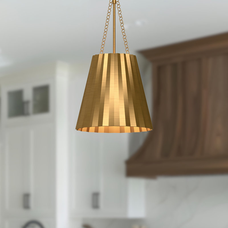 Luminaire suspendu simple 1 lumière Tindra, Doré vieilli, H 20,75 po x l 12,13 po x P 12,13 po
