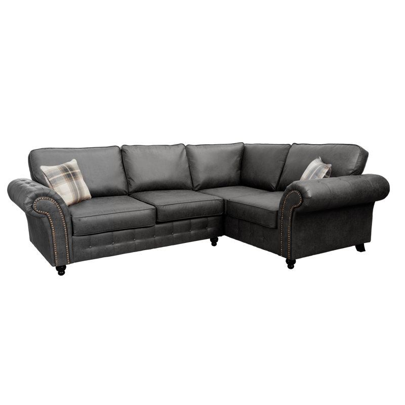 Bodnar Corner Sofa, Black, Right Hand Facing