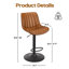 Ensemble de 2 tabourets de bar, tabourets de bar pivotants réglables, tabourets de hauteur de bar avec support pour le dos, chaises de bar à hauteur de comptoir en cuir pour îlot de cuisine rustique, brun-672907580