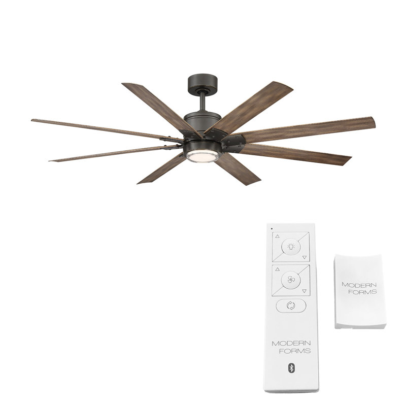 Renegade 8 - Blade Outdoor Integrated LED Smart Standard Ceiling Fan with Remote Control and Light Kit Included, 52", 3000K