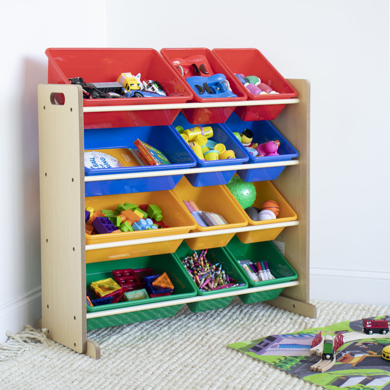 Organisateur de jouets avec bacs Rafael, Naturel / primaire