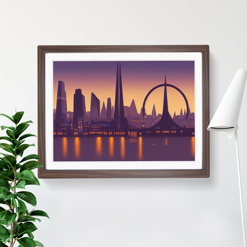 City Skyline Vol.4 - Framed Print, 25cm H x 34cm W x 2cm D, Walnut Framed