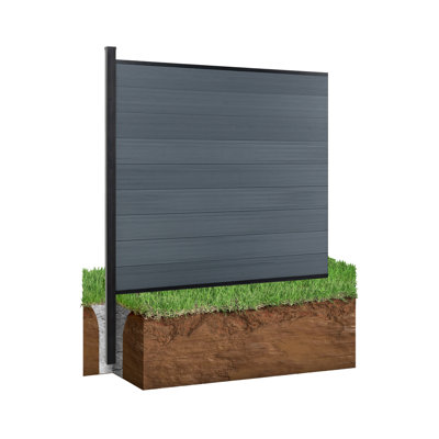7.6ft H Composite Privacy Fence Panel With Post (In-Ground 1.6ft, Groud 6ft )