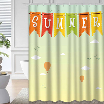 Waterproof Abstract Spring Air Sunny Day Shower Curtain with 12 Hooks