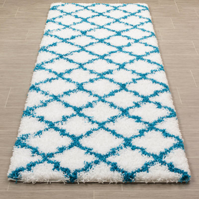 Tapis blanc / turquoise Amridean