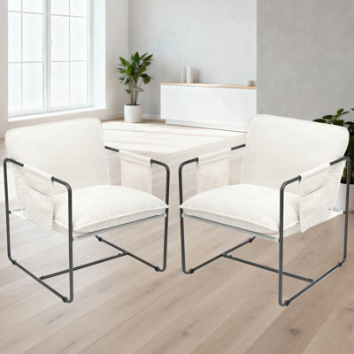 Ensemble de 2 fauteuils avec structure en métal et poches latérales
