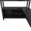 Lit mezzanine double en métal avec garde-robe, bureau en L, cubes de rangement et tablettes-495175594