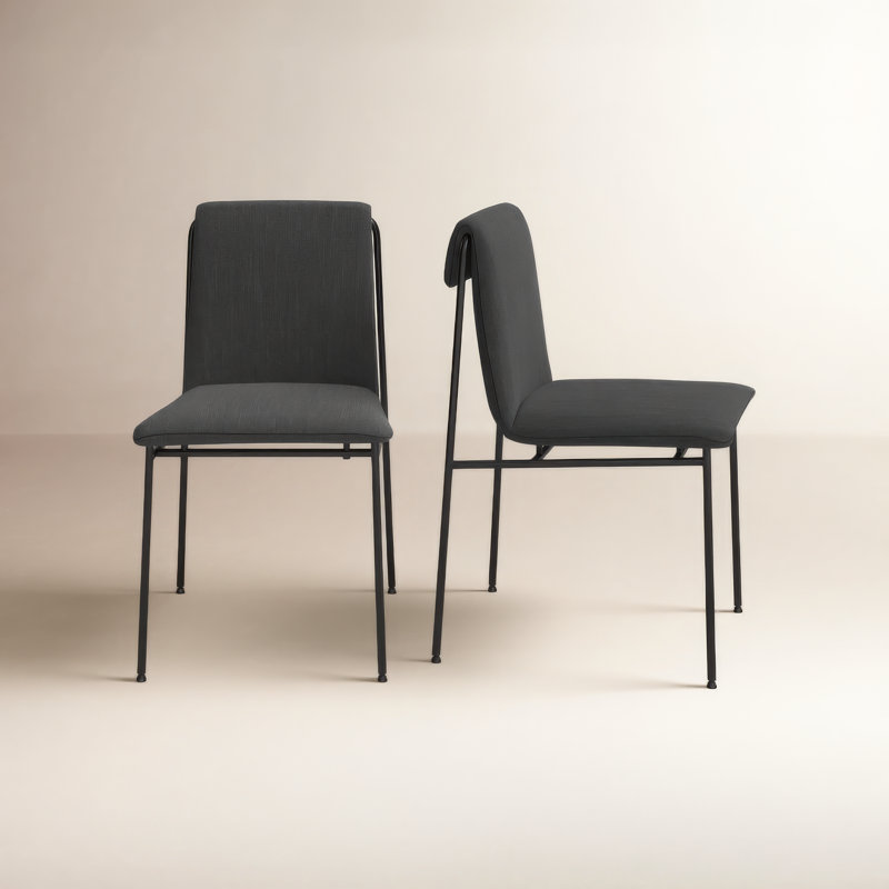 Kerey 18.7'' H Fabric Upholstered Metal Side Chair, Black