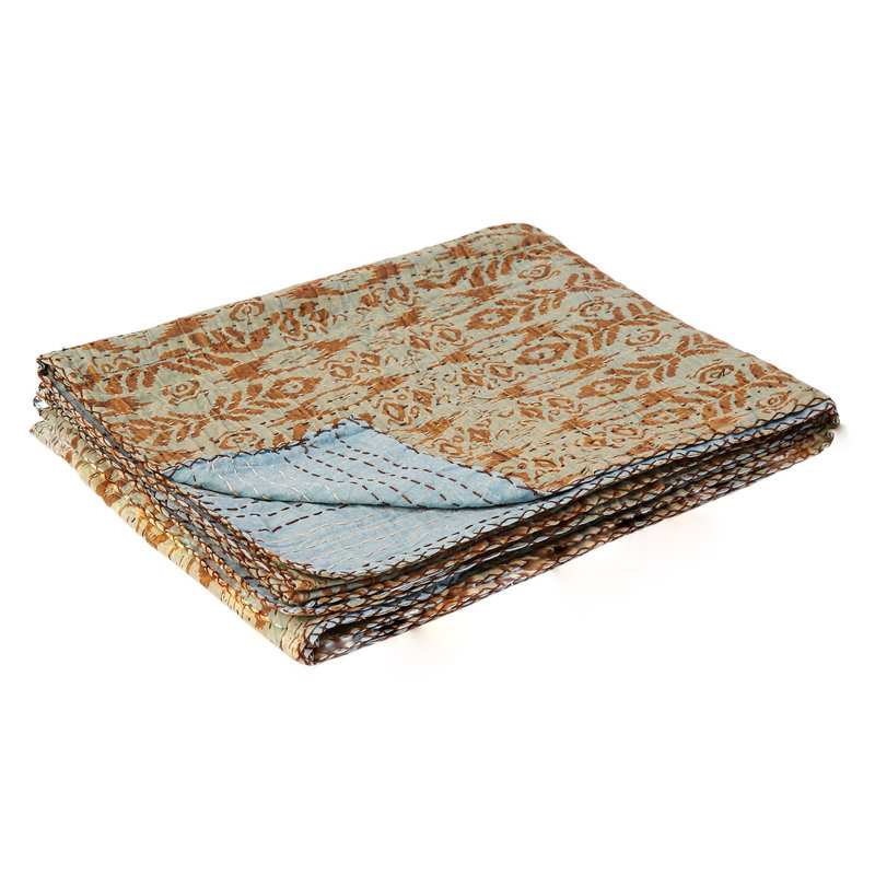 Kantha Quilted Throw Blanket