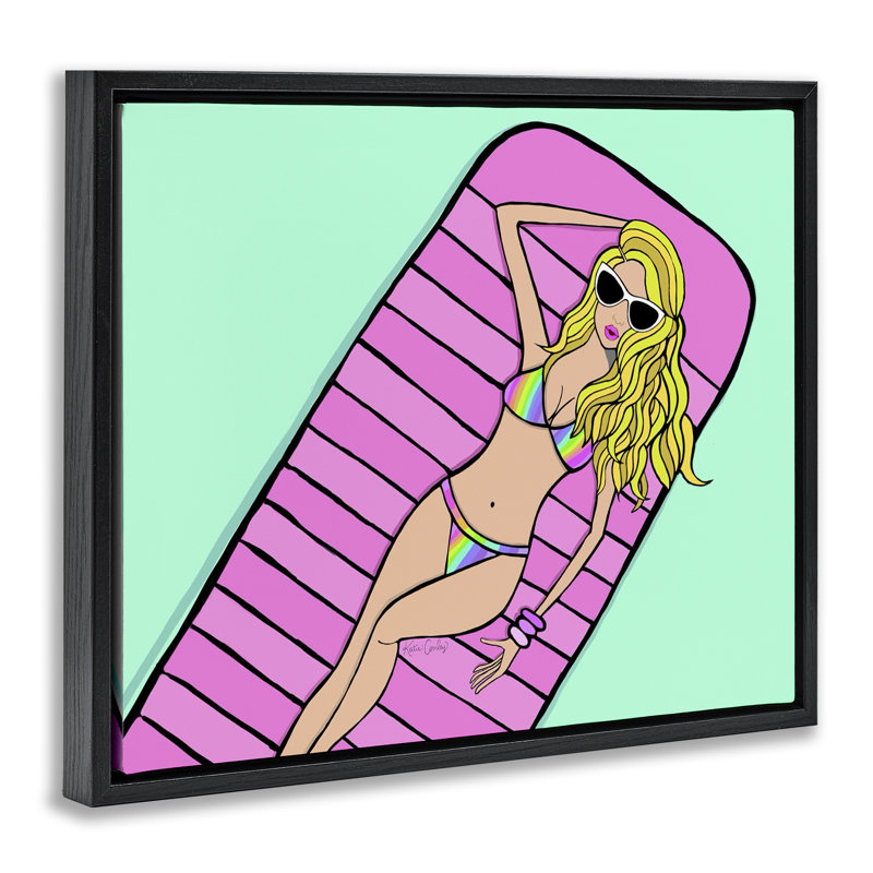 Cadre flottant tendance fille sur la piscine, design par Katie Conley, Cadre flottant noir de jais, H 17 po x l 21 po