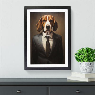 Beagle In A Suit - Single Picture Frame Print on Wood
