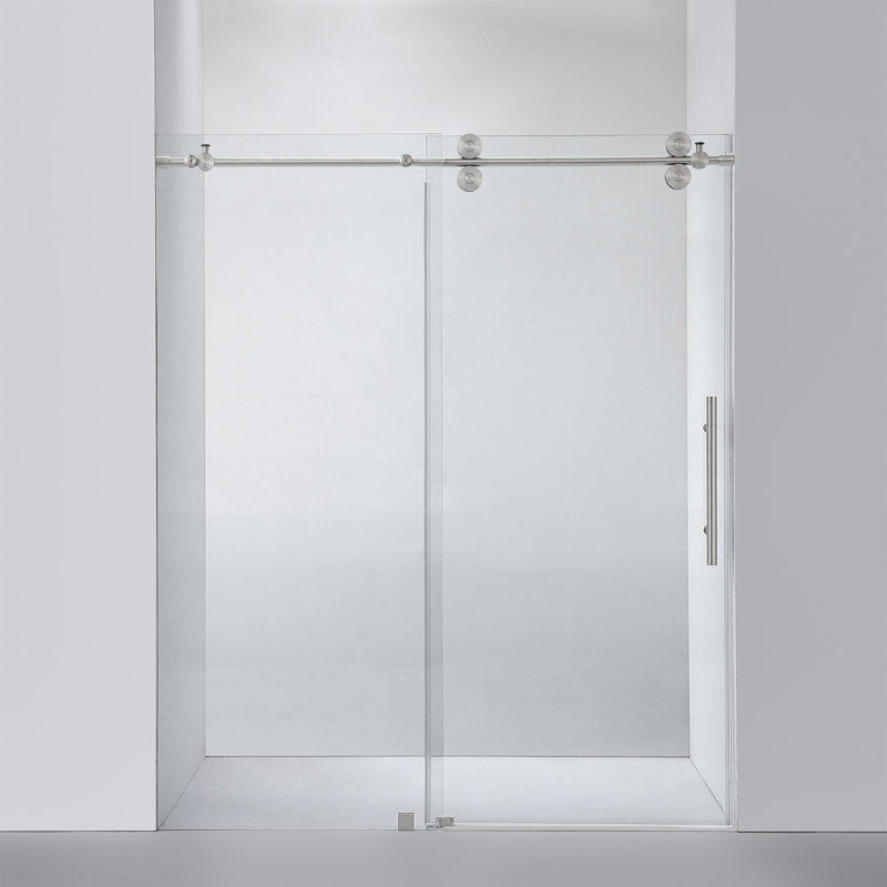 Villena 68'' x 78'' Frameless Sliding Shower Door in Brushed Nickel