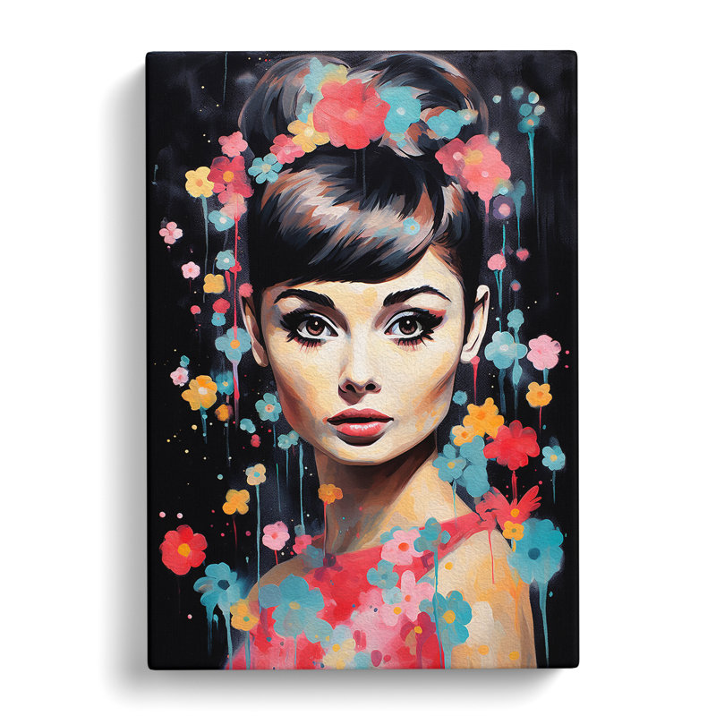 Audrey Hepburn Modern Art - Wrapped Canvas, 60cm H x 40cm W x 3cm D