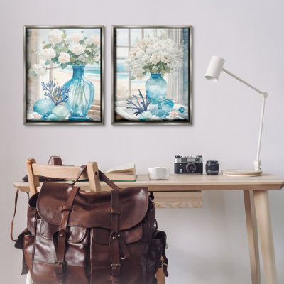 «Sea Glass Coral Beach Bouquet», ensemble de 2 toiles flottantes encadrées par Kim Allen