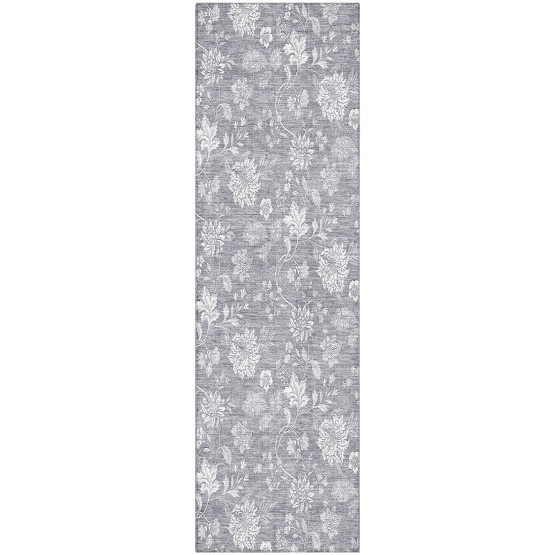 Premium Machine Washable Prisco Gray Rug, Runner 2'3" x 7'6"