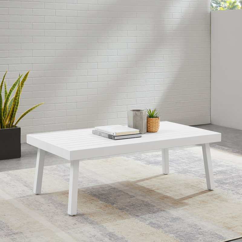 Table basse d'extérieur en aluminium Armando, Blanc