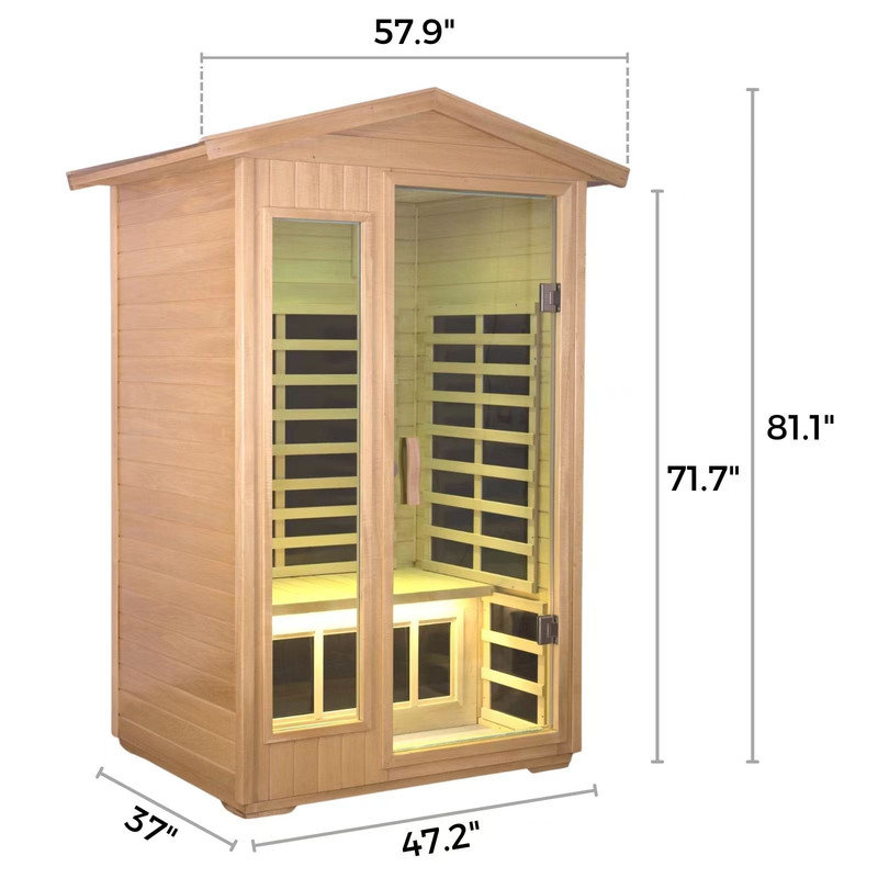 1-2 Person Basswood  outdoor Far infrared  sauna room with LCD display, touch control