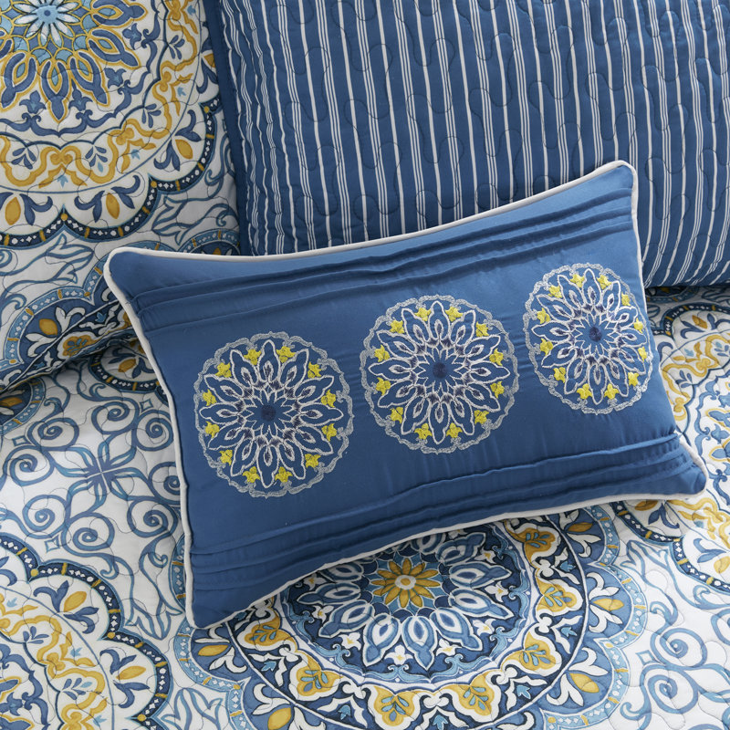 Blue Bohemian Reversible Microfiber Daybed Quilt Set