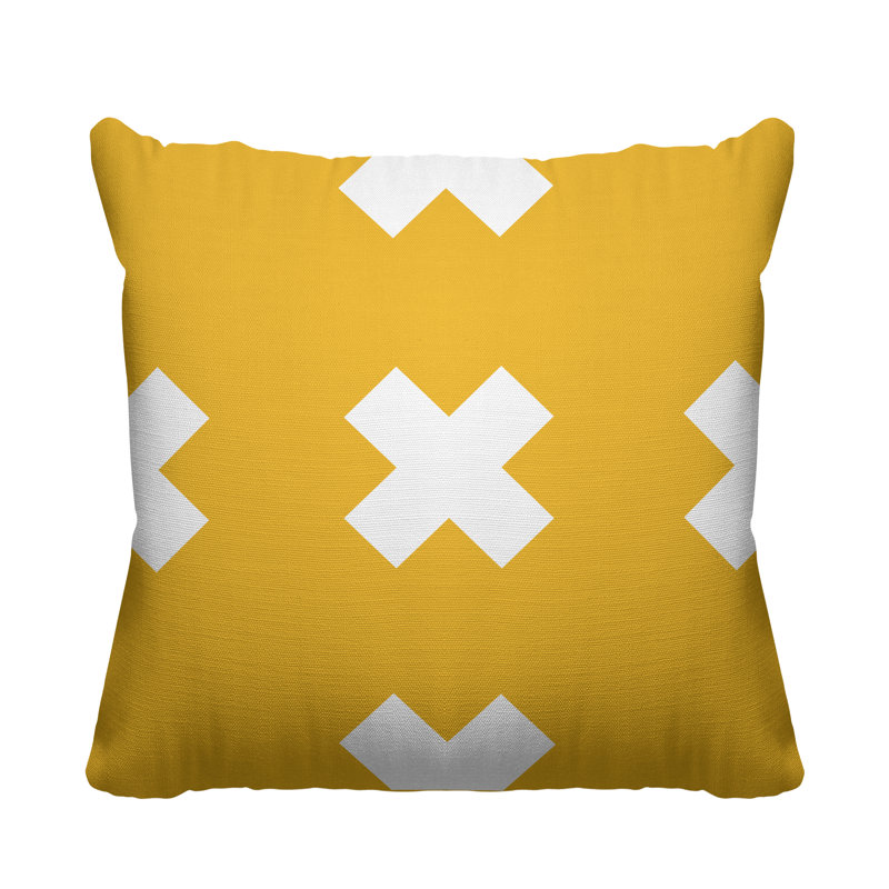 Coussin intérieur / extérieur Luella, 15 po x 15 po, Jaune, Carré