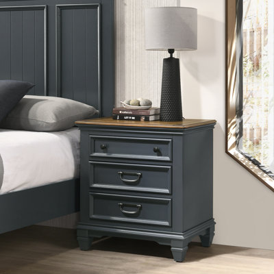 Bedroom Nightstand, Wood Nightstand, Traditional 3-Drawer Nightstand