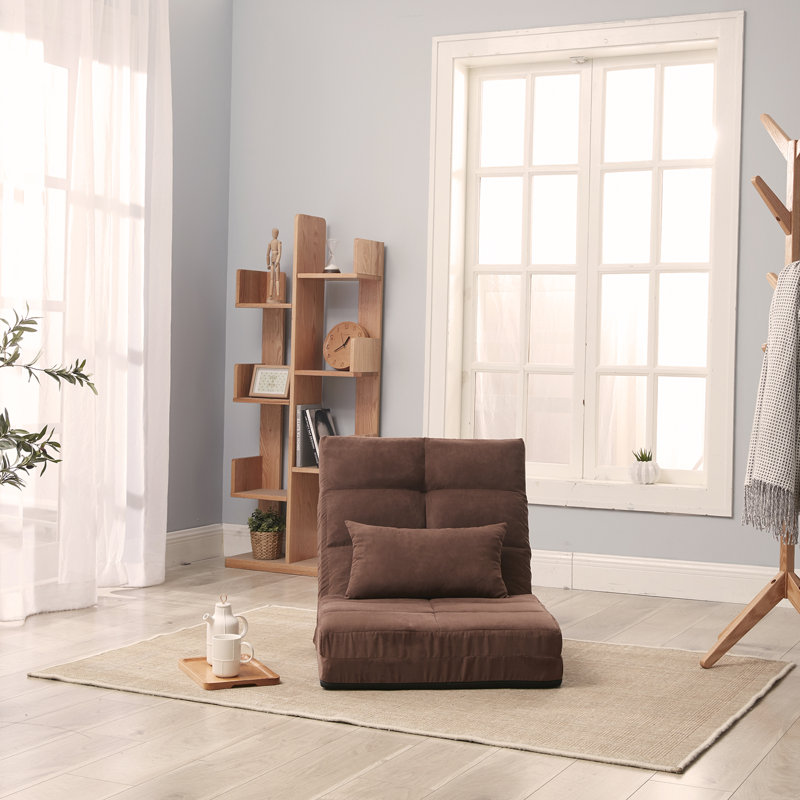 Triple Fold Down Sofa Bed, Adjustable Floor Couch Sofa with One Pillow, 5 Reclining Position