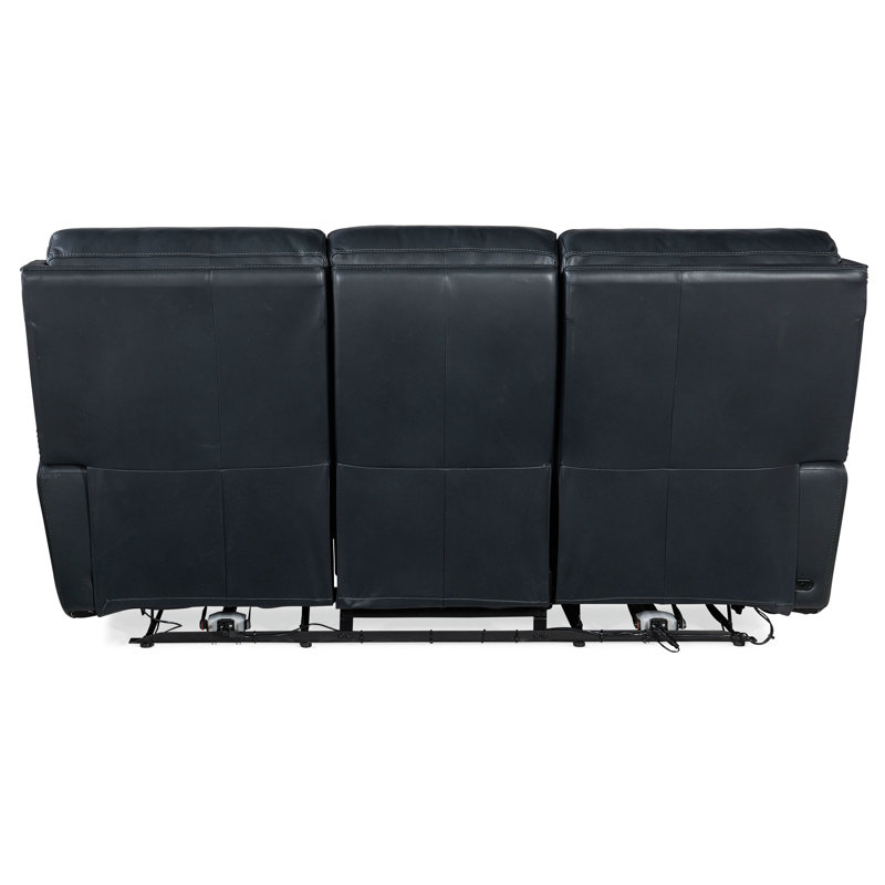 MS 80.5" Genuine Leather Square Arm Reclining Sofa, Genuine Leather Black