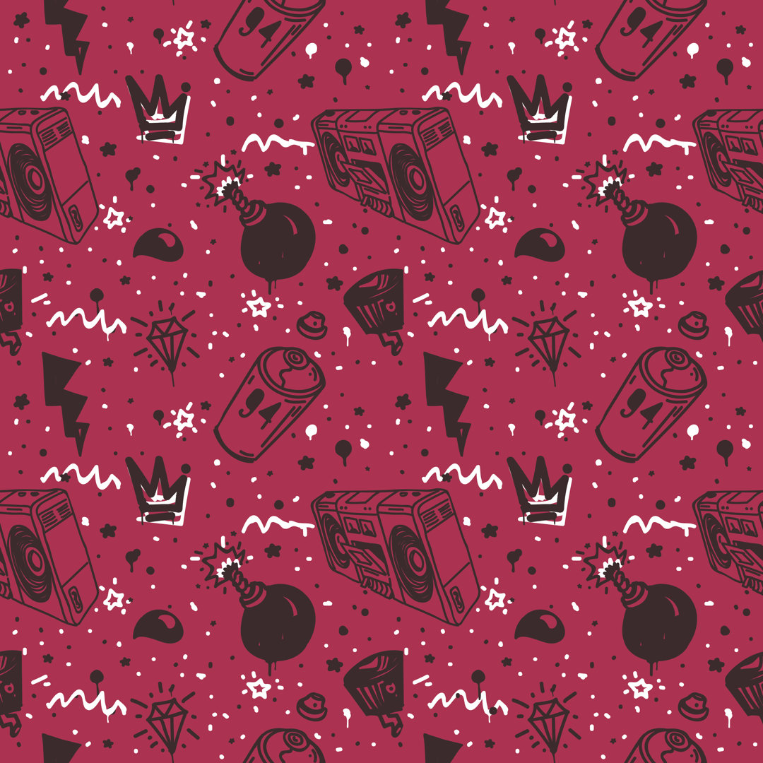 Graffiti Seamless Pattern Colour - Wrapped Canvas Print