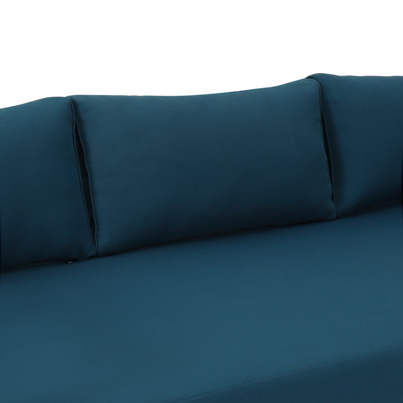 Ensemble de conversation moderne avec coussins Giuliette, Bleu sarcelle foncé, Teak