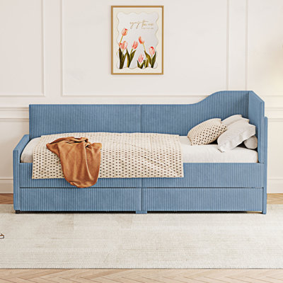 Modern L-Shaped Upholstered Daybed with Drawers by Latitude Run