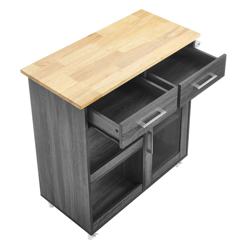 Chariot de cuisine culinaire avec barre à serviettes par Modway, Gris anthracite