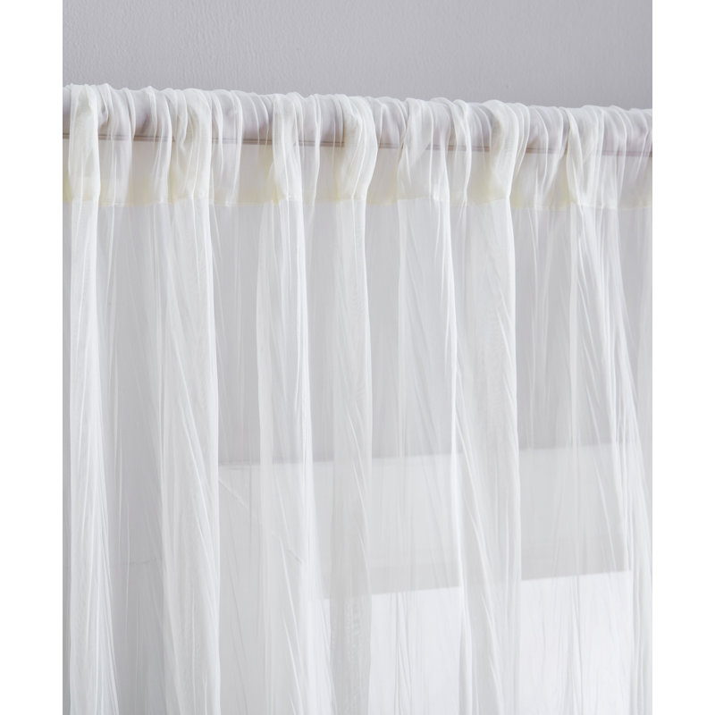 Paire de rideaux transparents avec passe-tringle Terylene, L 54 po x L 63 po, Ivoire ivoire