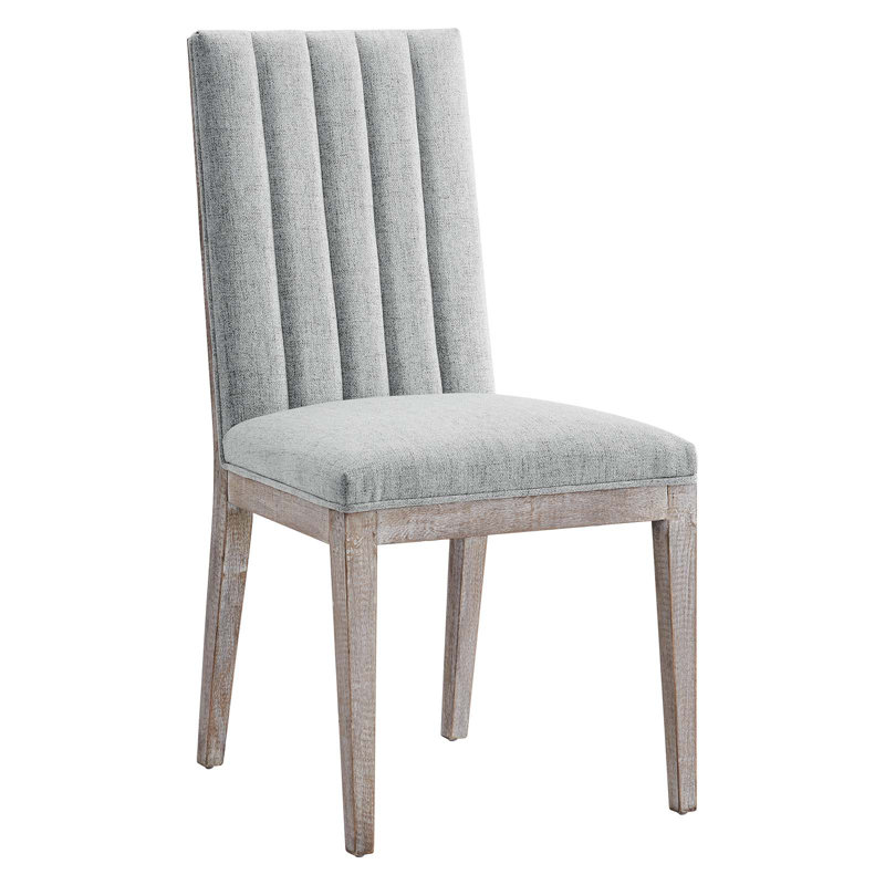 Maisonette French Vintage Tufted Fabric Dining Side Chair, Light Grey