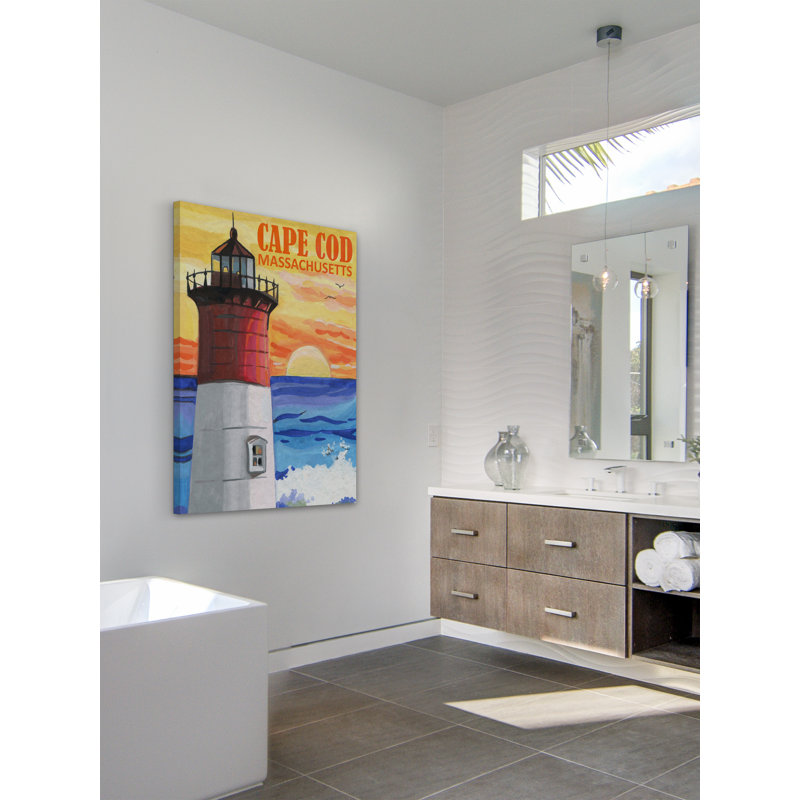« cape cod phare », reproduction d’art sur toile tendue, H 36 po x l 24 po x P 1,5 po