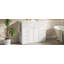 Meuble-lavabo blanc 48 po avec lavabo en céramique - 6 tiroirs (3 de chaque côté), tiroir central rabattable, portes doubles à fermeture en douceur, porte-serviettes latéral réversible, poignées argentées, panneau de fibres à densité moyenne-910616943