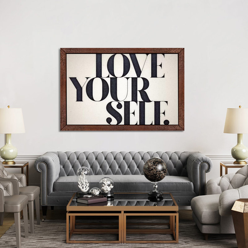 Love Yourself 1 Piece Floater Frame Wall Art on Canvas, 152.5 cm H x 101.5 cm W, Brown Framed