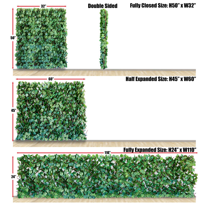 Double-Sided Expandable Ivy Leaf Trellis Privacy Fence 2-Pack