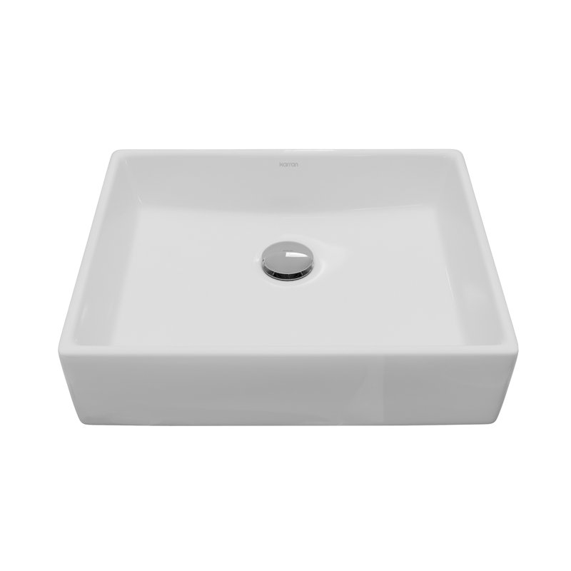 Karran Valera 16 In. Vitreous China Rectangular Vessel Bathroom Sink
