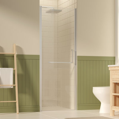 27-28-inch Brushed Nickel Frameless Pivot Shower Door