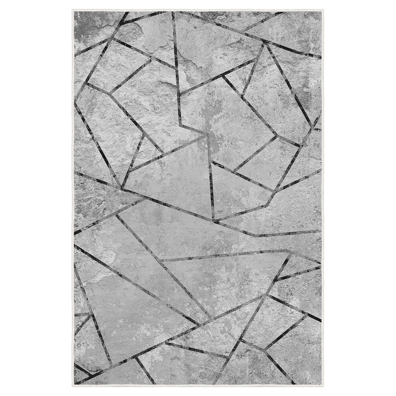 Stylish Woven Carpet, 4 x 6 Feet, 100% Polyester | Antibacterial, 3D Digital Printing, Non-Slip PVC Felt Dot Underside | Machine Washable, 0.4 in Pile Height, Perfect for Living Room & Bedroom Decor