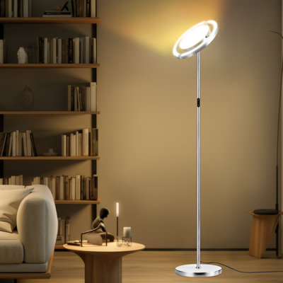 Lifelight Hoxsie 73.2" Saturn Ring Modernfloor Lamp, 36W 2800Lm Modern Bright Sky Led Standing Lamp, Rotatable Design For Multi-Angle Lighting, 3 Color And Dimmable, Remote/Touch Control For Living Room Bedroom Office, Silvery,Sweet Home