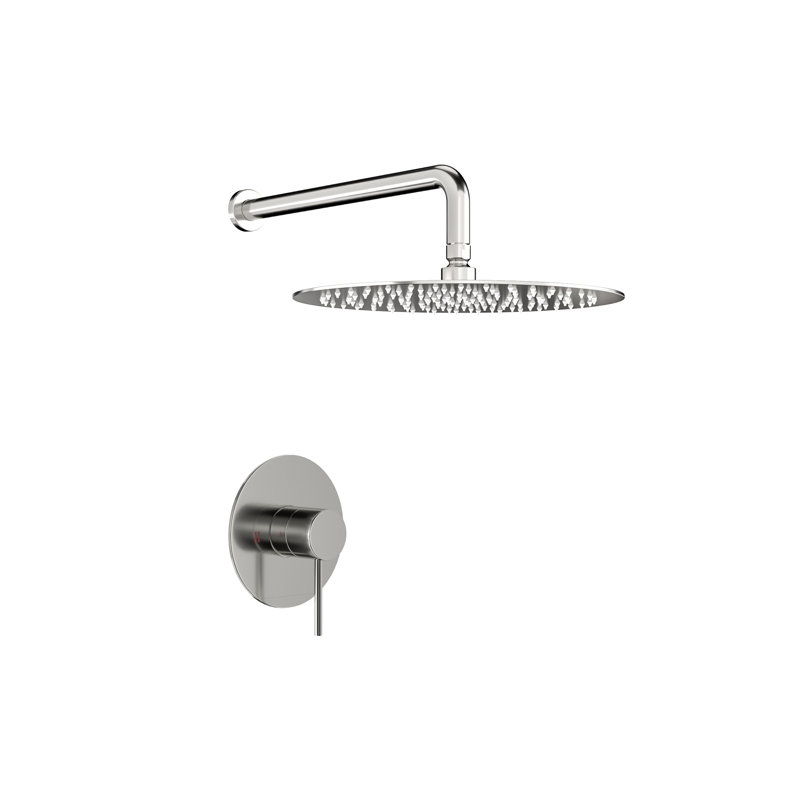 Ensemble de robinetterie de douche en nickel brossé avec pommeau de douche effet pluie de 25 cm et robinet à pression équilibrée