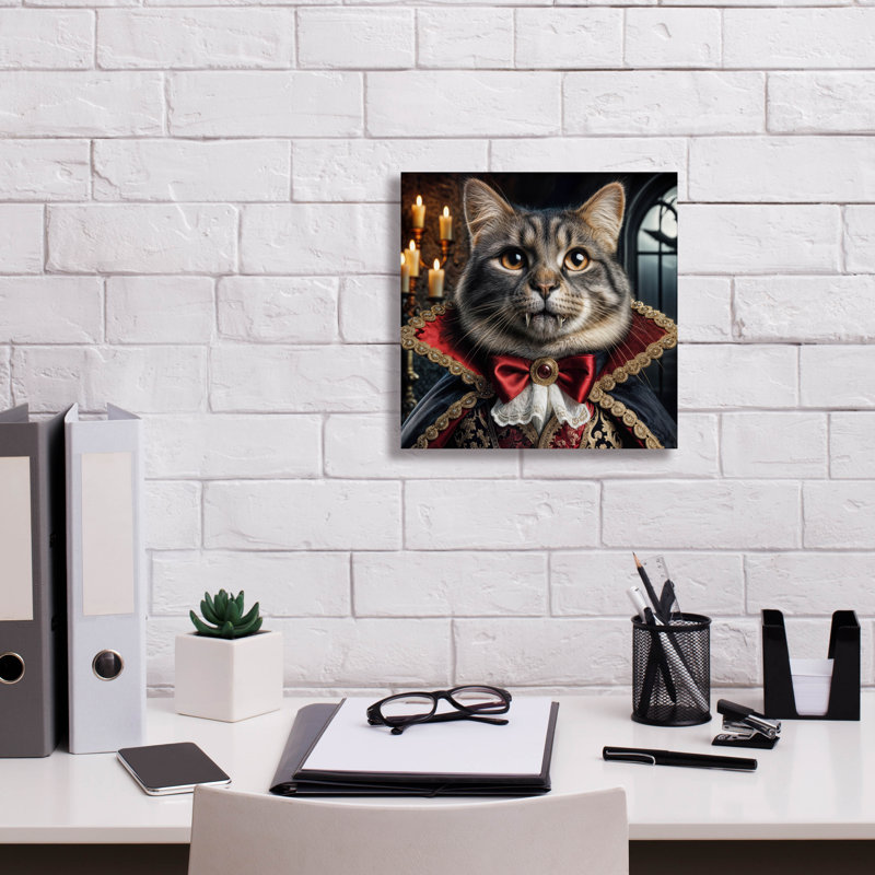 «Count Cat Dracula» par Rey Klimt, art mural, H 12 po x l 12 po
